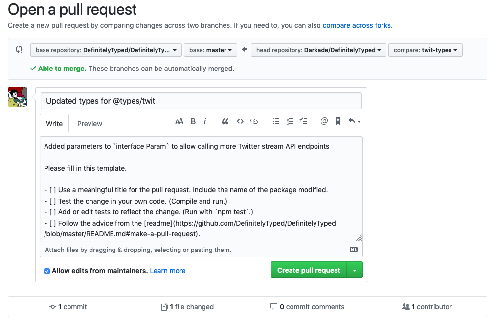 Template para pull requests