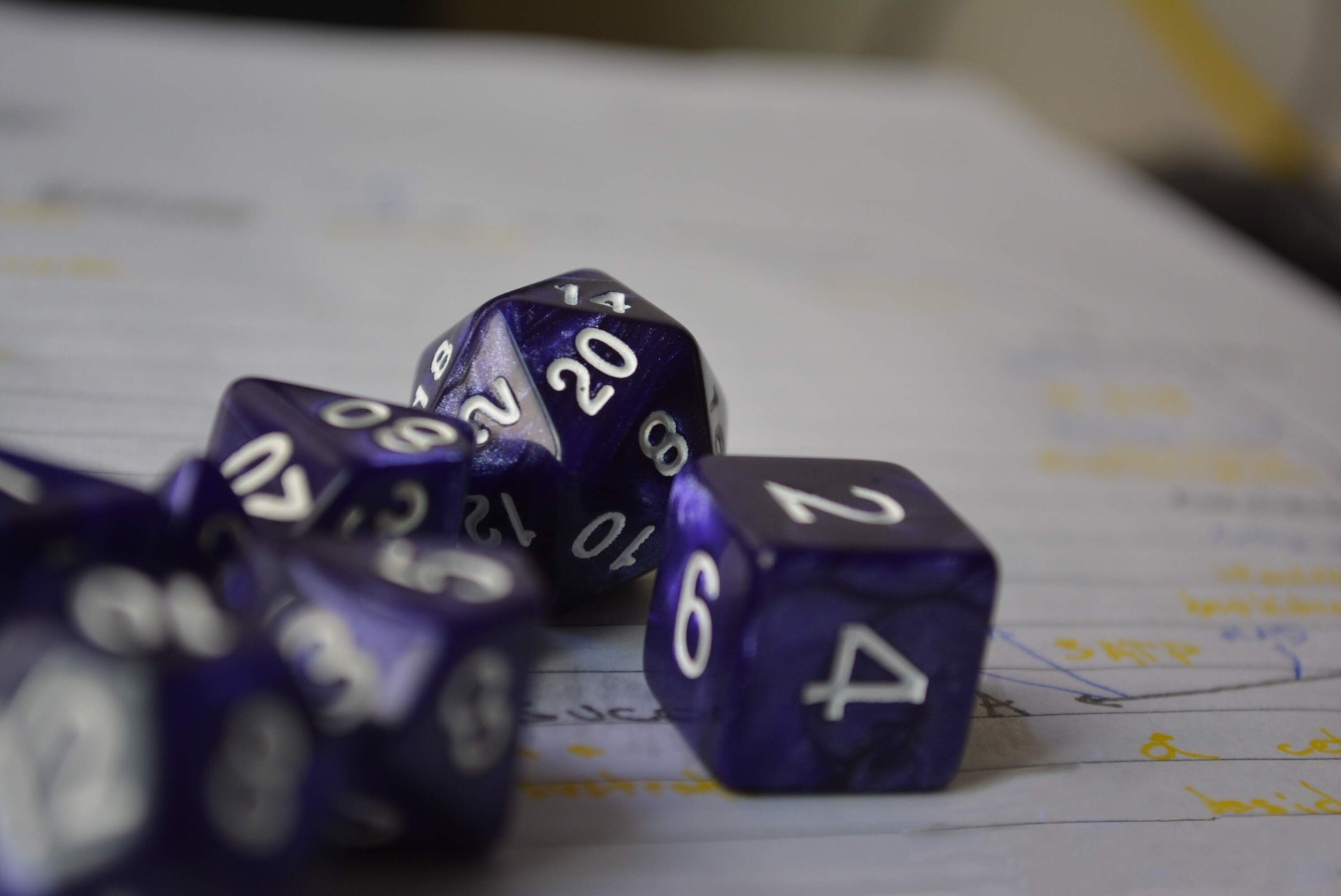 A standard set of polyhedral dice for RPGs