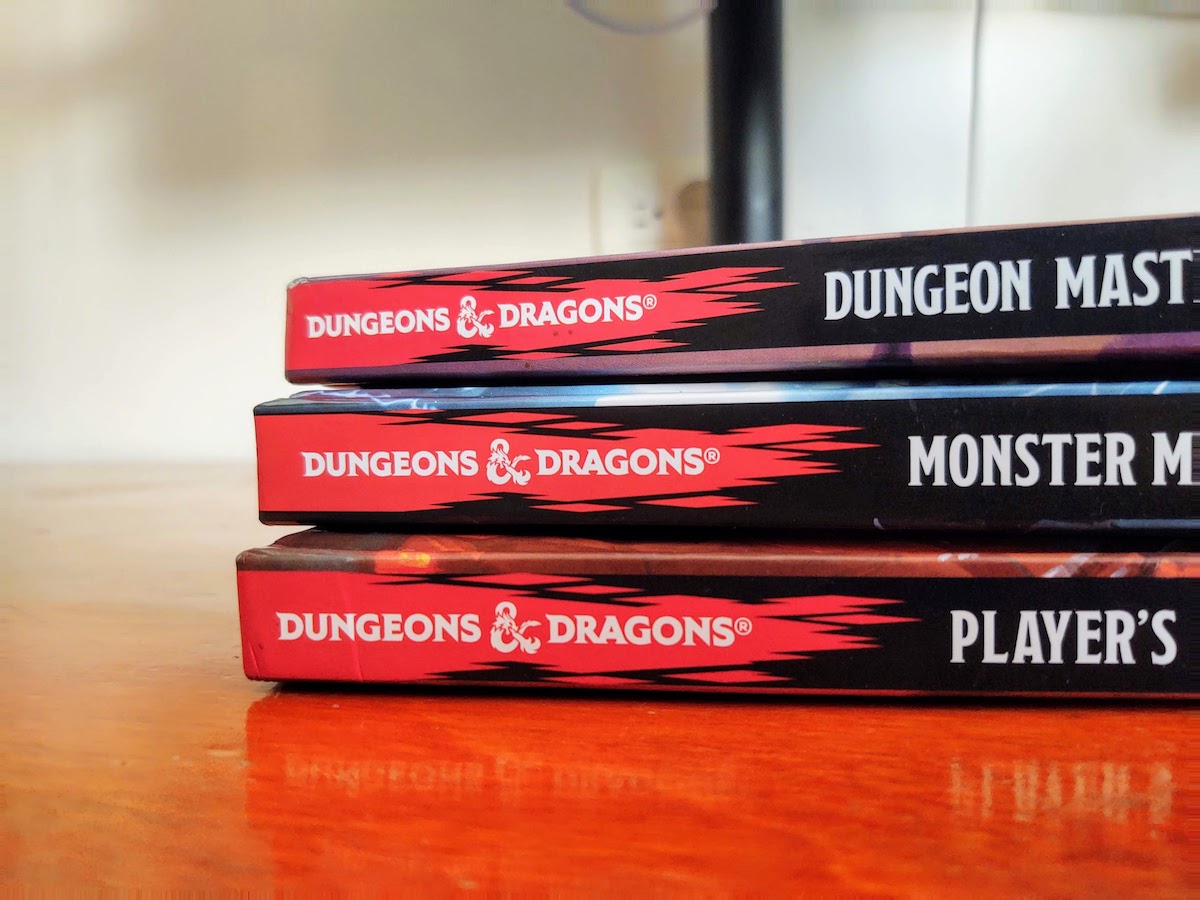 The three D&D 5e core rule books